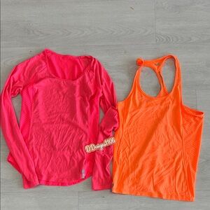 Under Armour Pink Long Sleeve and Orange Tank Top